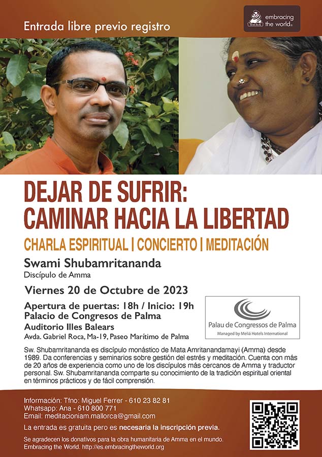 Swami Shubamritananda Puri Palma de Mallorca y Centro Amma de Granollers