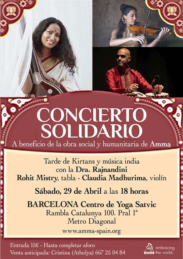 Concierto solidario en Barcelona,a beneficio de la obra social y humanitaria de Amma