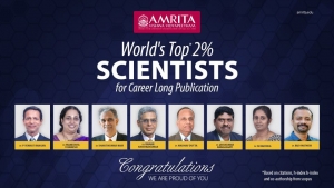 15 Amrita researchers listed in Stanford’s world top 2% scientists